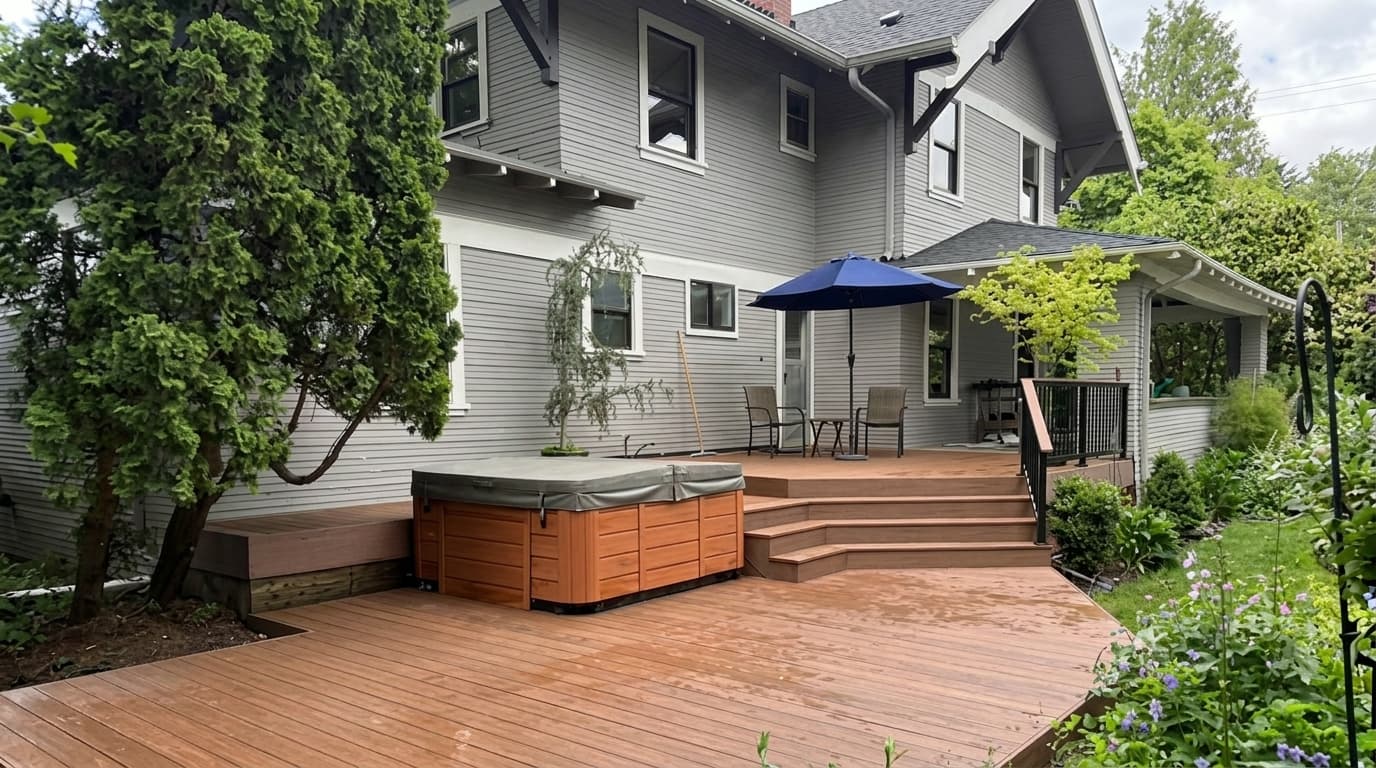After — finished deck with new composite decking